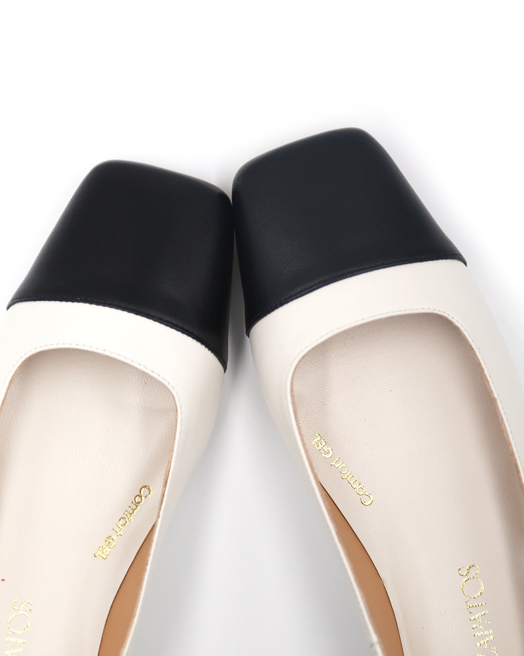 ZAPATO PUNTA CUADRADA BLANCO Y NEGRO