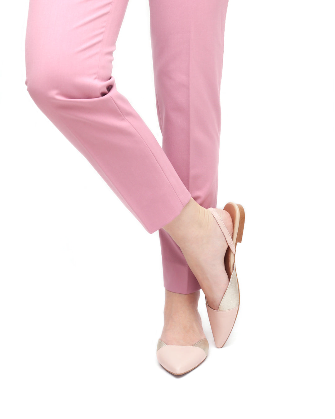 ZAPATO DESTALONADO PLANO ROSA Y DORADO