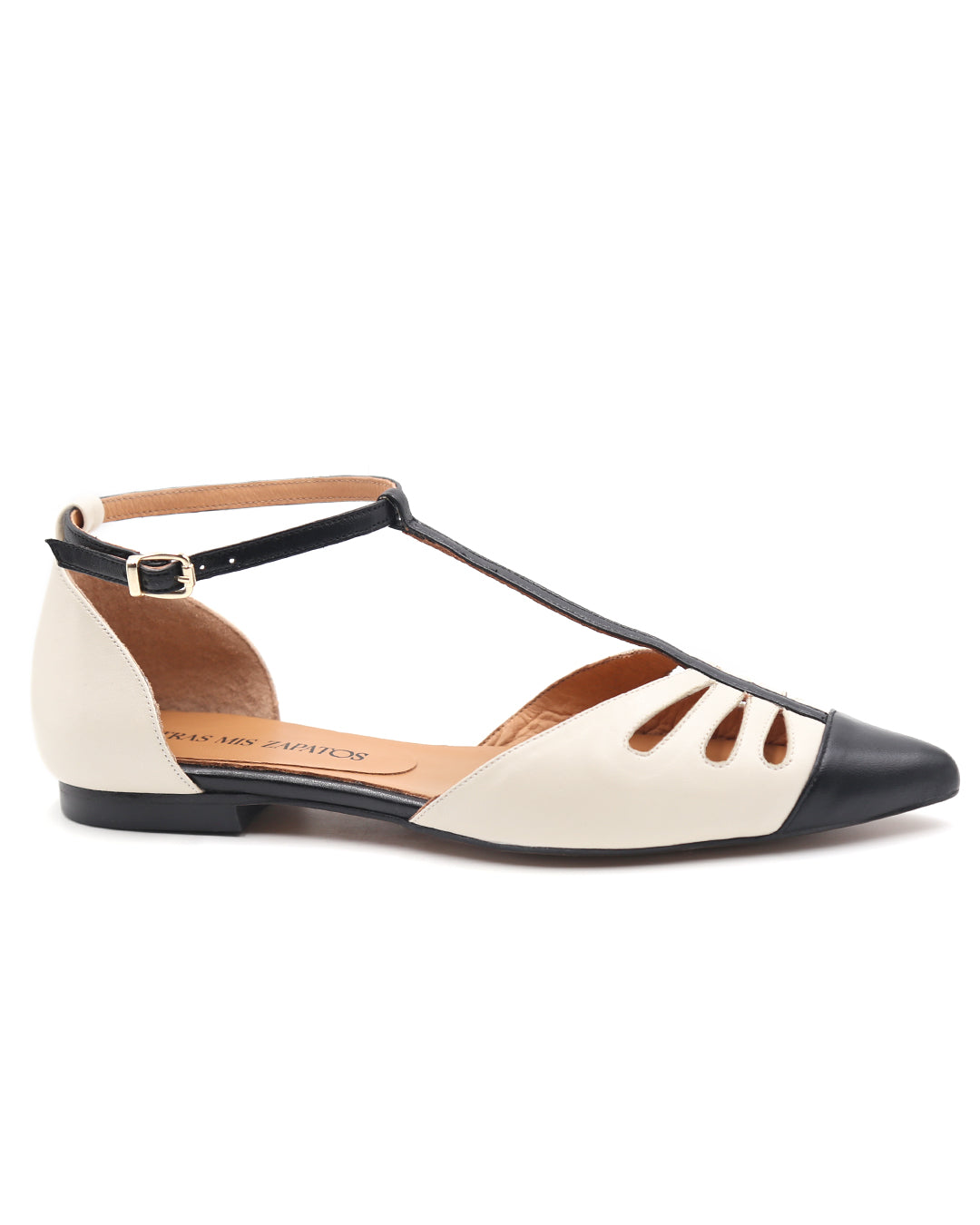 ZAPATO T-BAR BLANCO Y NEGRO
