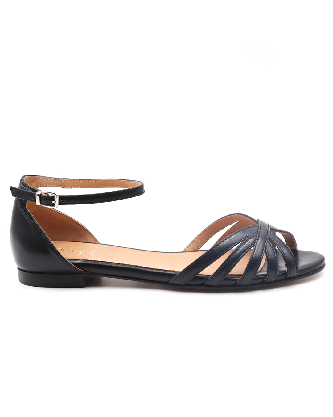 SANDALIA PLANA NEGRA CON TIRAS EMPEINE - Main Image