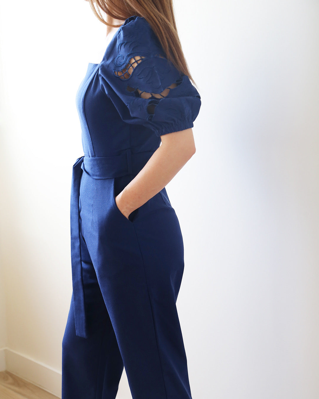 Mono-largo-mujer-azul-marino-lino-algodón