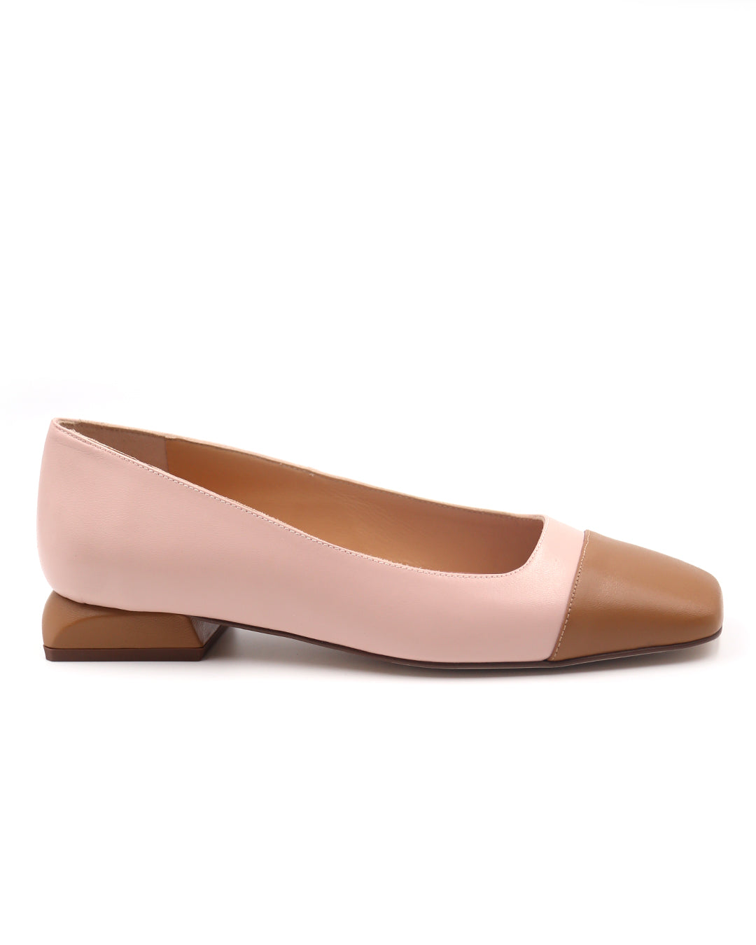 Zapato-punta-cuadrada-rosa-marrón-mujer