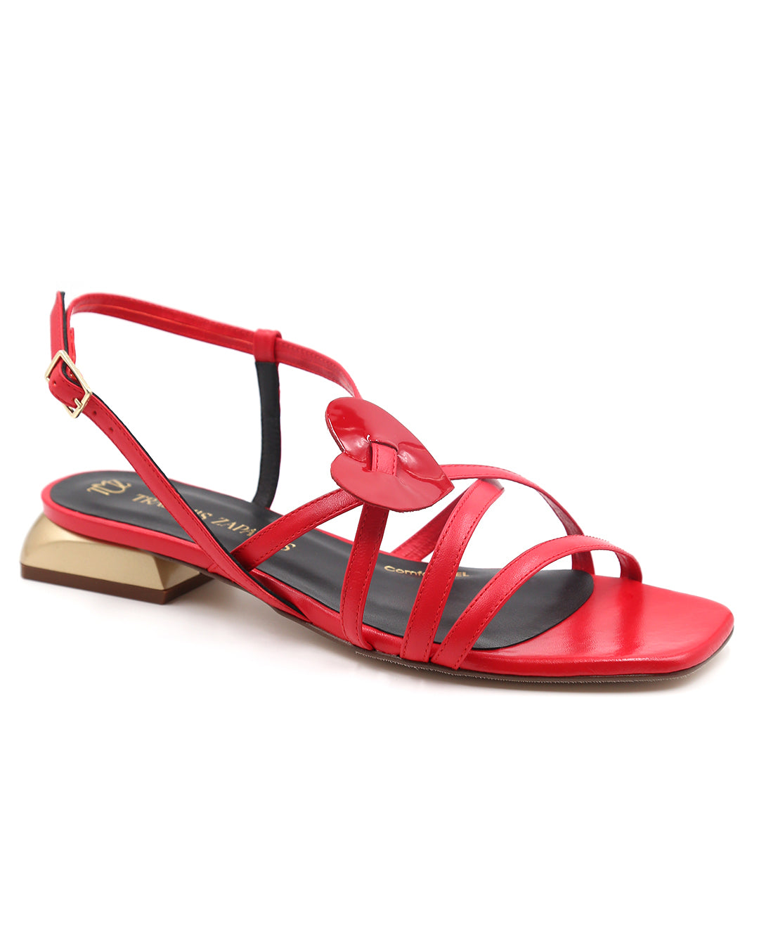 Sandalia-plana-roja-mujer