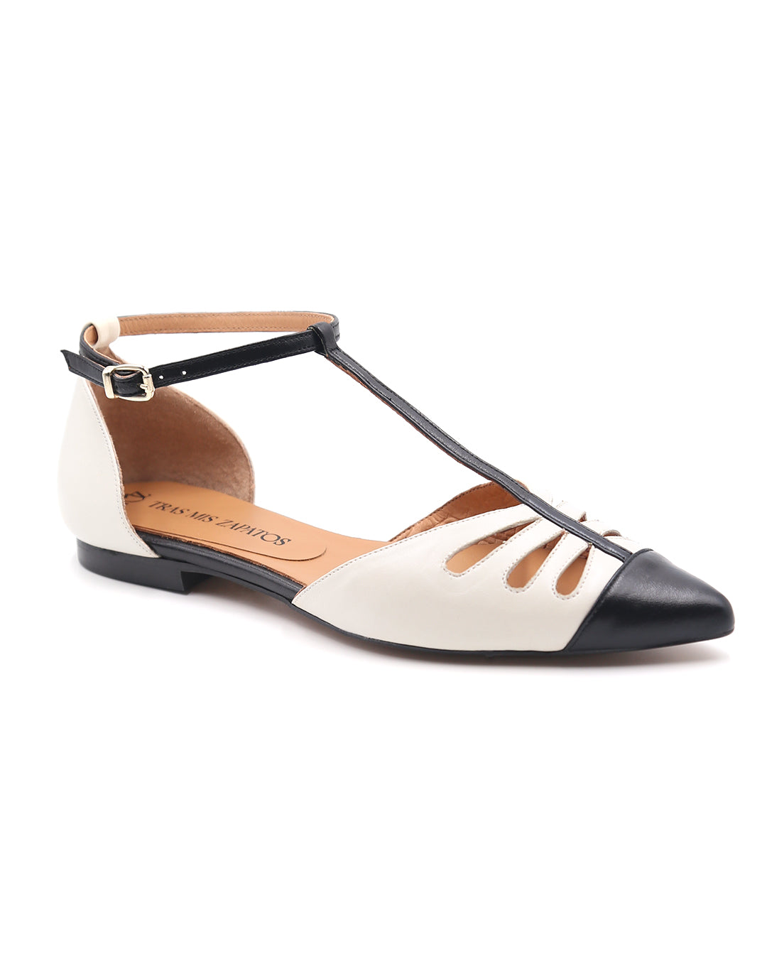 ZAPATO T-BAR BLANCO Y NEGRO