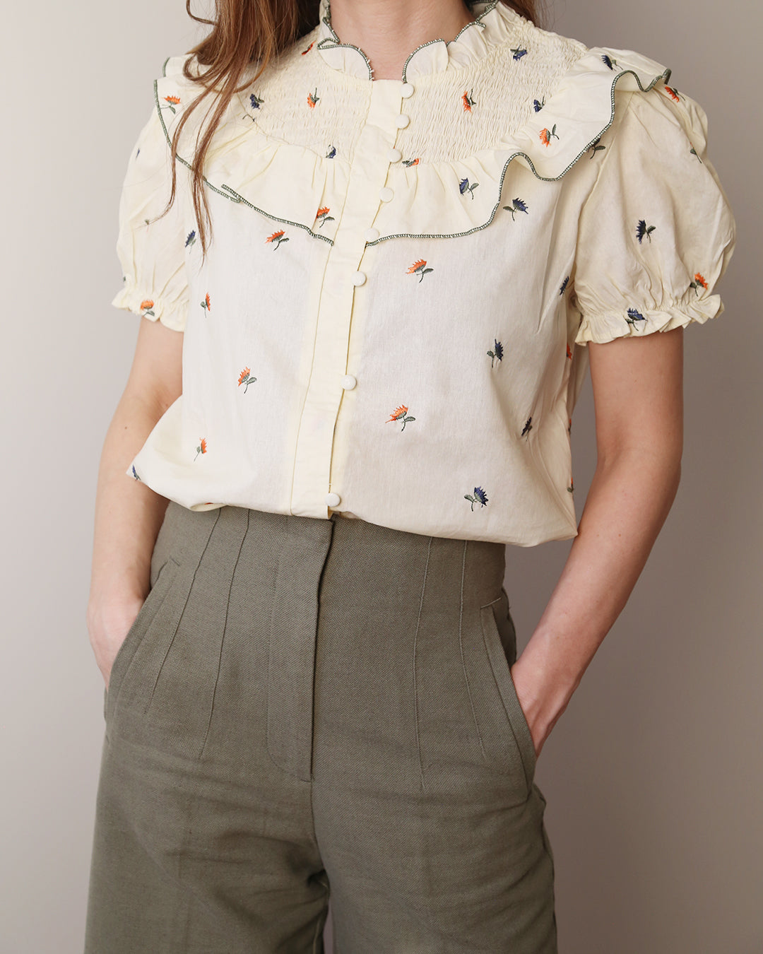 BLUSA BORDADA MANGA CORTA