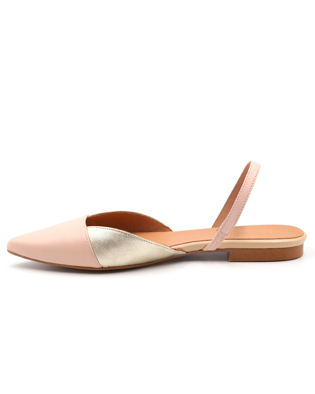 ZAPATO DESTALONADO PLANO ROSA Y DORADO