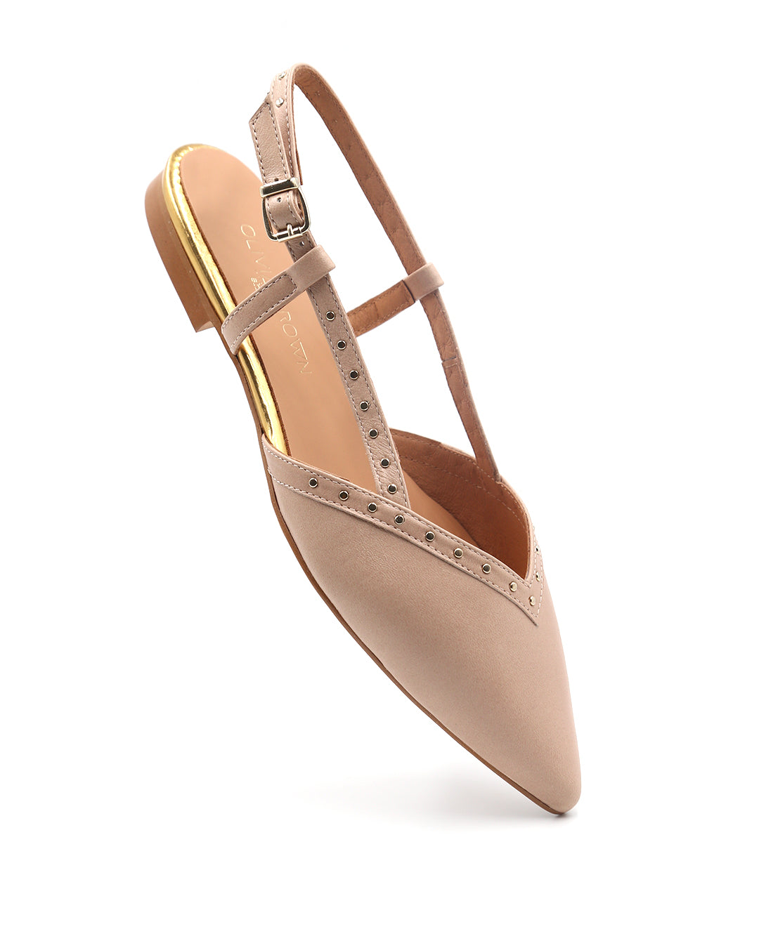 ZAPATO PLANO DESTALONADO TACHUELAS COLOR NUDE