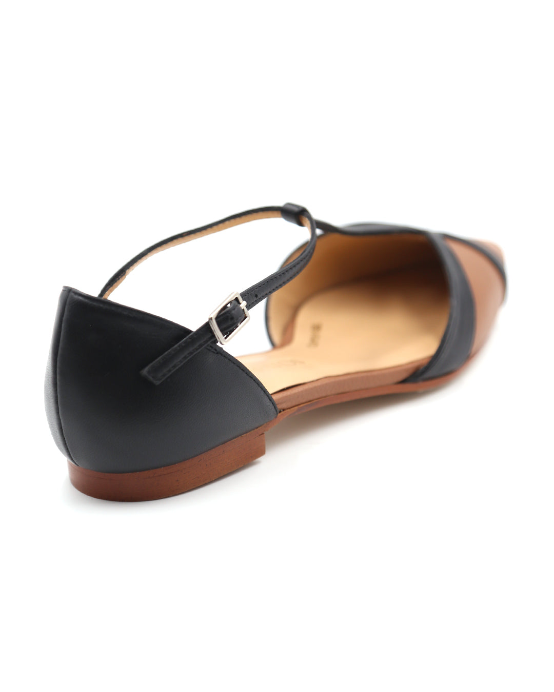 ZAPATO PLANO T-BAR MARRÓN Y NEGRO